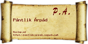 Pántlik Árpád névjegykártya